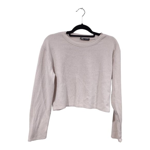 Zara Women's Cream Cropped Sweater Size Medium - Picture 1 of 5